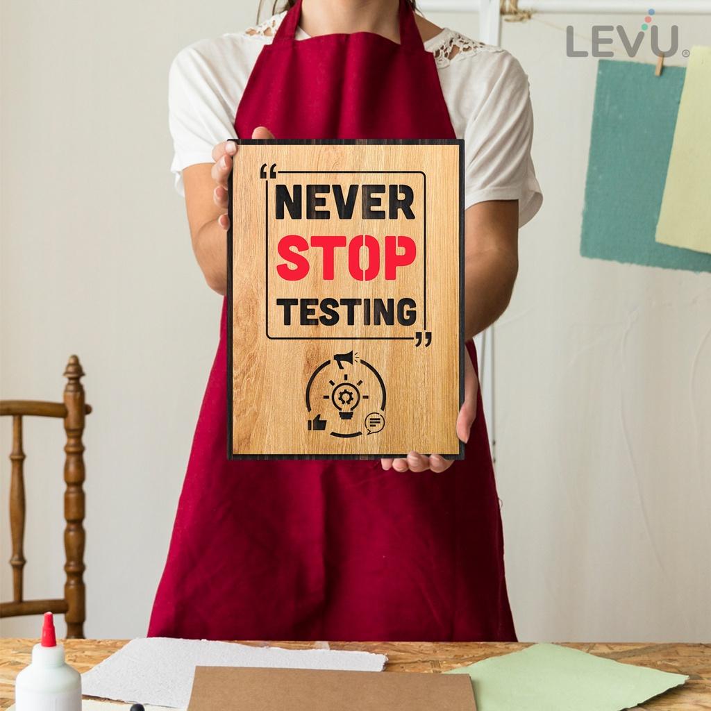 Tranh khẩu hiệu động lực tiếng Anh LEVU EN08 “Never stop testing”