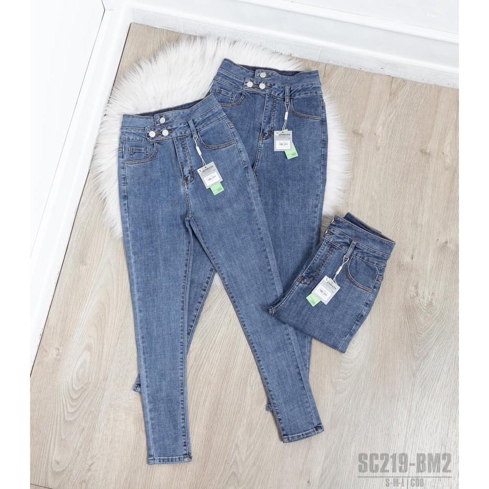 QUẦN JEAN DÀI CO GIÃN BA NÚT LƯNG SIÊU CAO SHOP PHƯƠNG CHÂU