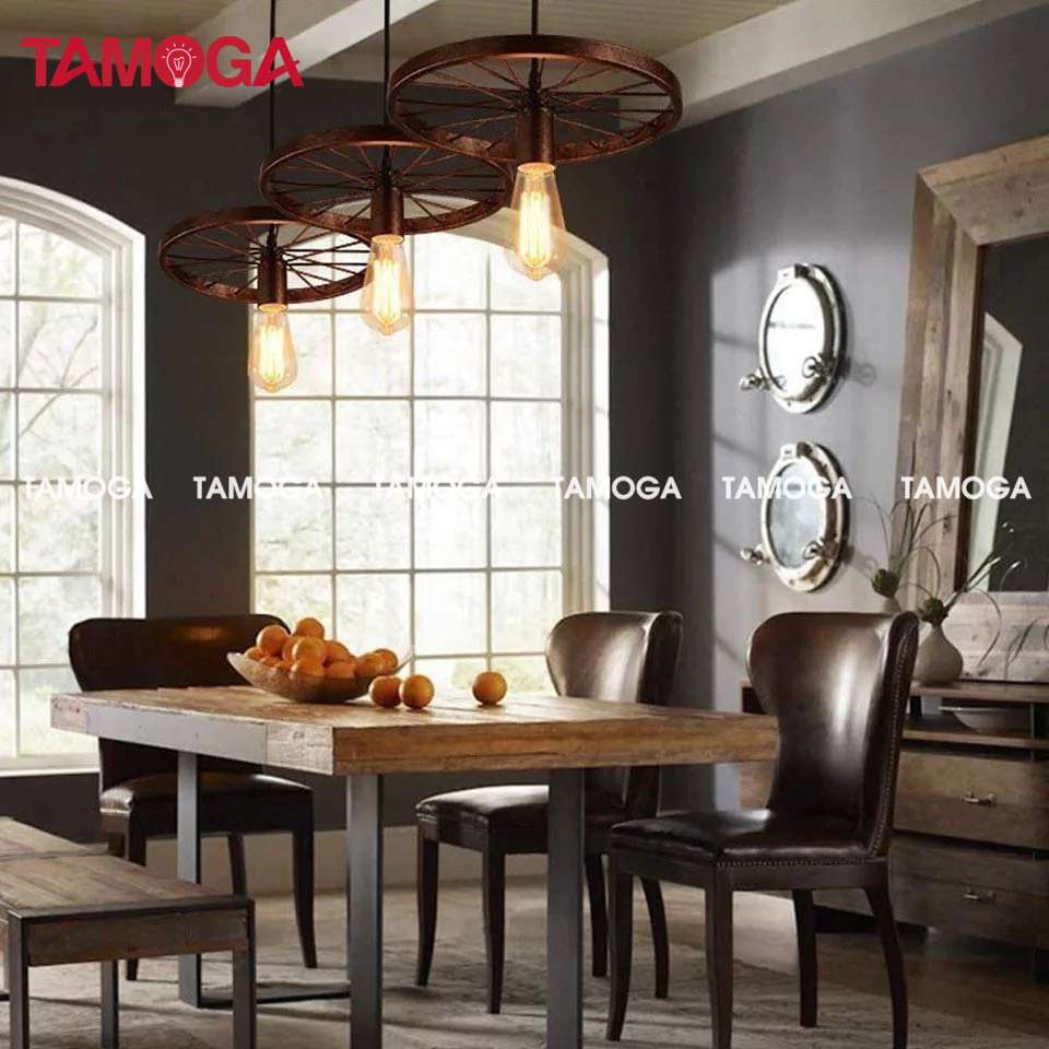 Đèn thả trần bánh xe bộ 3 TAMOGA WAKIXI 7089/3 + Kèm bóng Edison