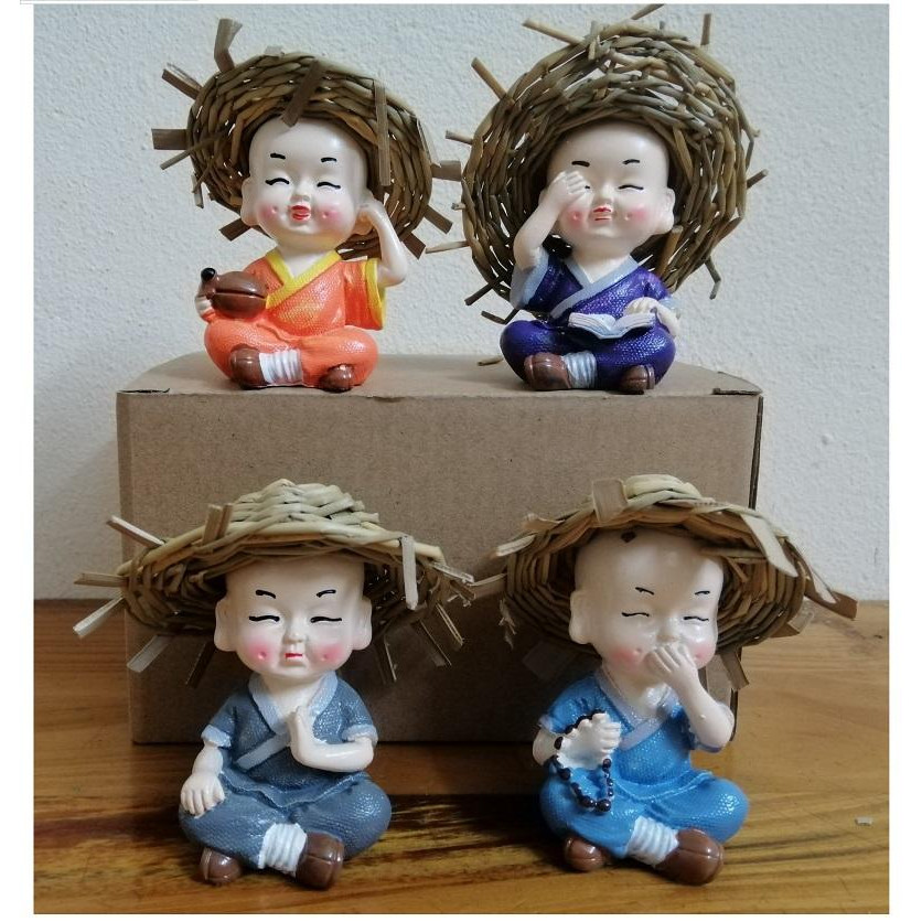 ComBo 4 Tượng Tiểu Sư Vui Vẻ, Trang Trí Tiểu Cảnh, Cây Kiểng