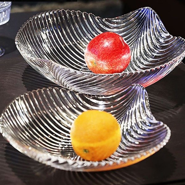 Đĩa Thuỷ Tinh Pha Lê Hình Chiếc Lá kt 24x24cm Đựng Hoa Quả Bánh Kẹo - HÀNG CHÍNH HÃNG MINIIN