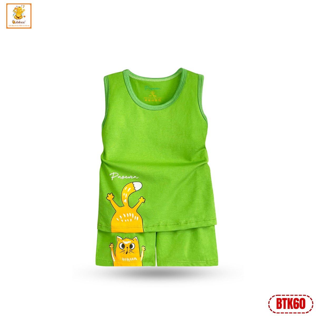 Quần áo bé trai Babiboo bộ ba lỗ cotton 4 chiều, mềm mịn mát BTK60