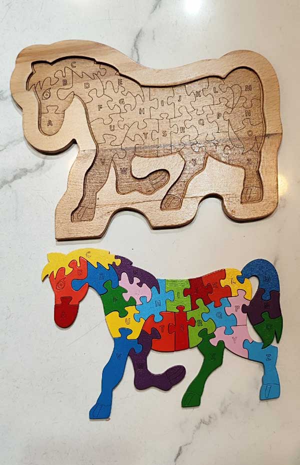 Tranh ghép hình con ngựa học 26 chữ tiếng anh đồ chơi gỗ - Puzzle animal