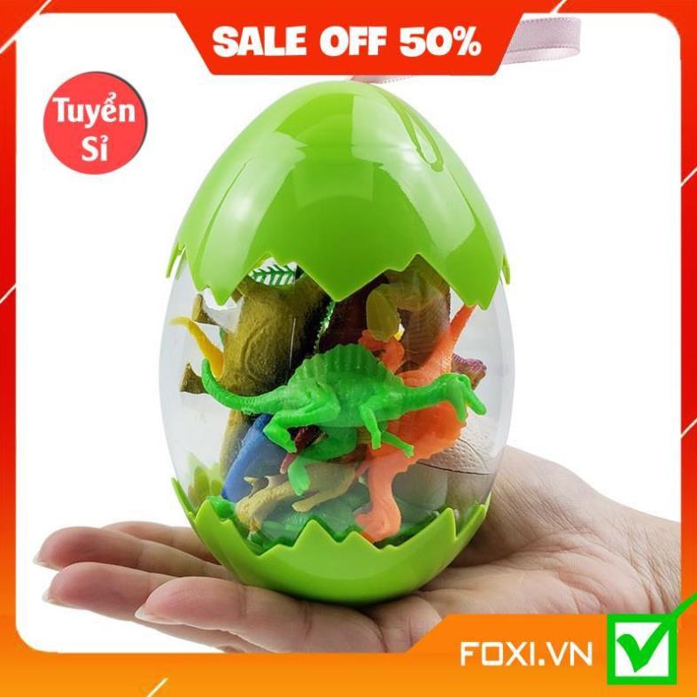 Bộ đồ chơi trứng Khủng Long-Mô hình nhựa dẻo Foxi-siêu bền-sưu tầm-chơi trong nhà-màu sắc bắt mắt