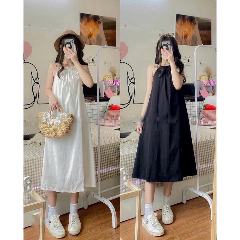 Váy Cổ Yếm Xẻ Lưng Cực Xinh, Váy 2 Dây Nữ