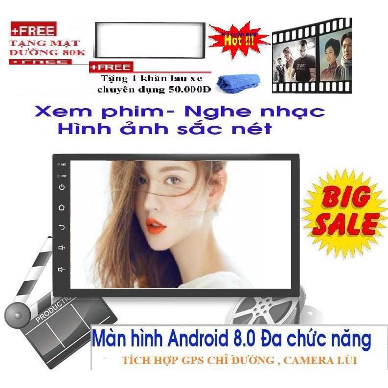 Màn hình cho xe hơi- Màn hình android Wifi,GPS  đa chức năng, sử dụng Tiếng Việt TẶNG MẶT DƯỠNG VÀ KHĂN LAU CAO CẤP