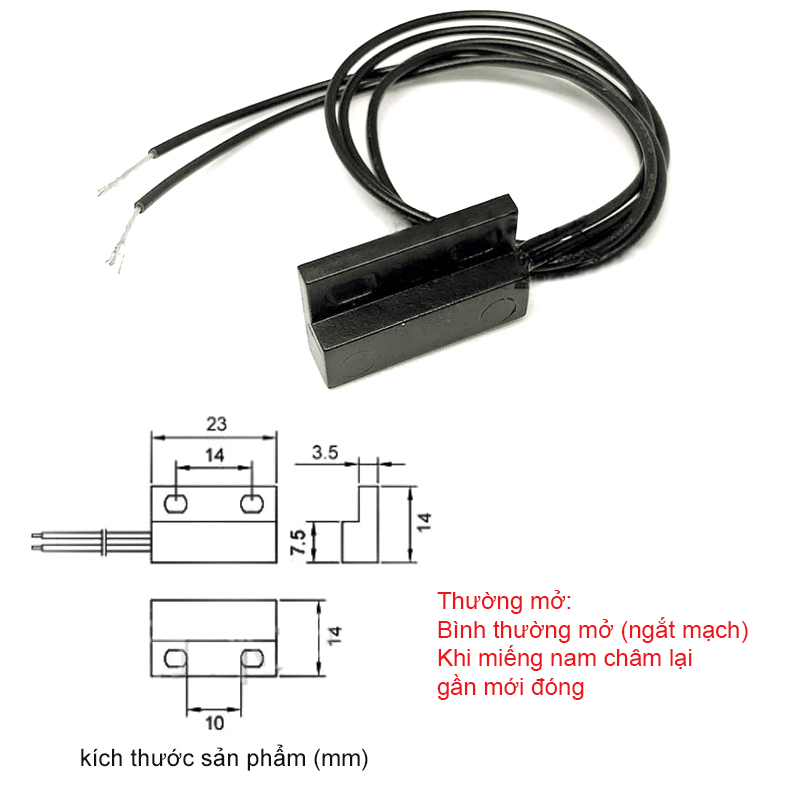 Công tắc từ tính GPS23NO loại thường mở 12-220V 500mA (đóng khi gần nam châm)