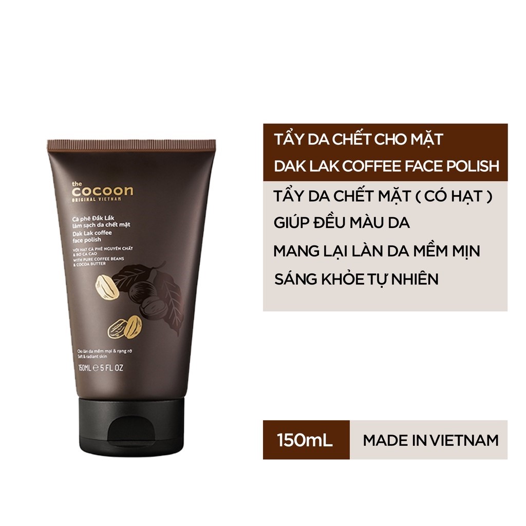 Tẩy Tế Bào Chết Mặt COCOON Cà Phê Đắk Lắk làm sáng da - COCOON Dak Lak Coffee Face Polish 150ml