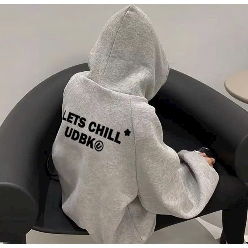 Áo hoodie nam nữ unisex nỉ bông dày dặn sweater fom rộng hàn quốc ulzzang In Chữ 2 Mặt LET CHILL