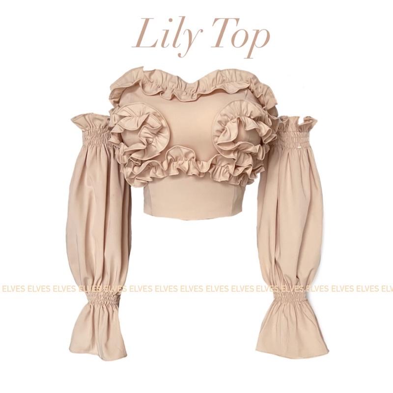 LILY TOP( áo trễ vai màu be)