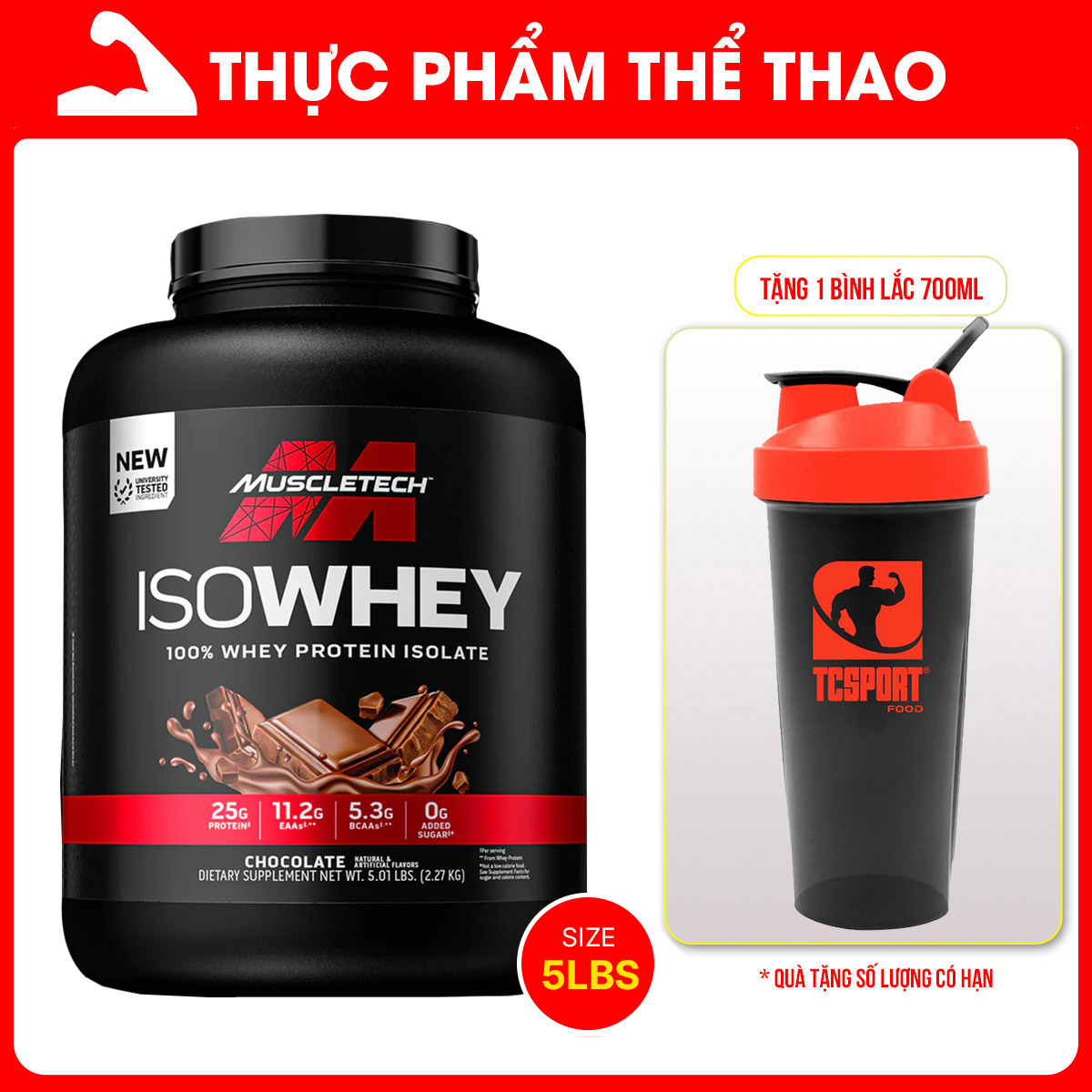 Sữa Tăng Cơ Giảm Mỡ MuscleTech Iso Whey 5lbs (2.3kg) – Protein tinh khiết hấp thụ nhanh – Nhiều Hương Vị - Hàng Chính Hãng Muscletech