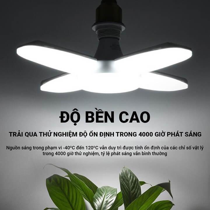 Bóng đèn Led cánh quạt 4 cánh 75W tiết kiệm điện, ánh sáng trắng, chuối xoáy E27 có thể điều chỉnh góc độ sáng