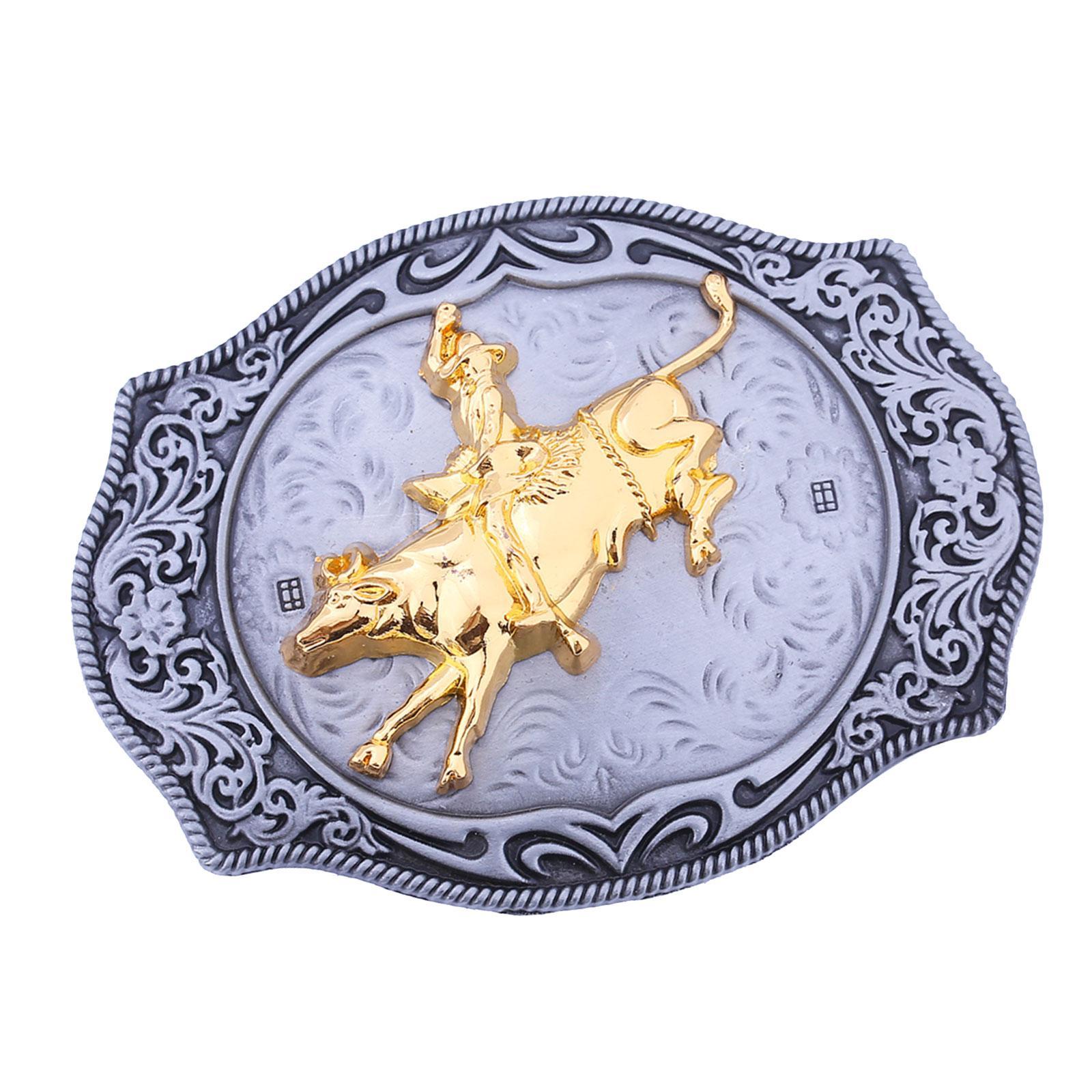 Western Cowboy Belt Buckle for Belts, Engraved Pattern Buckle, Alloy Durable Buckle