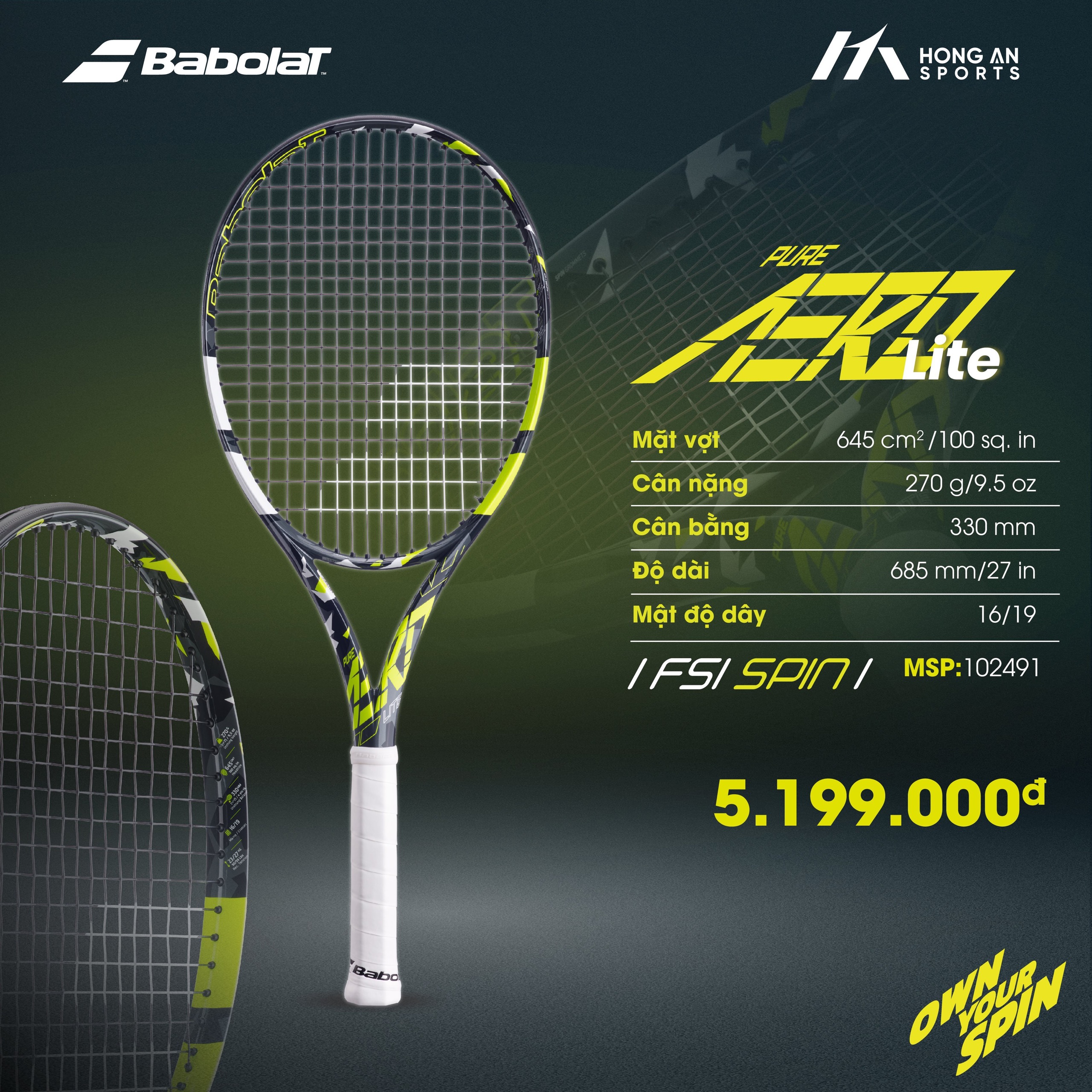 Vợt Tennis PURE AERO  LITE 270gram 2023 102491