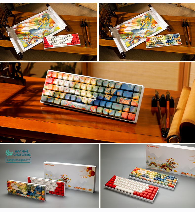Bàn phím cơ không dây Bluetooth Newmen GM680 Jungle Hot Swap Outemu Switch - Hàng chính hãng