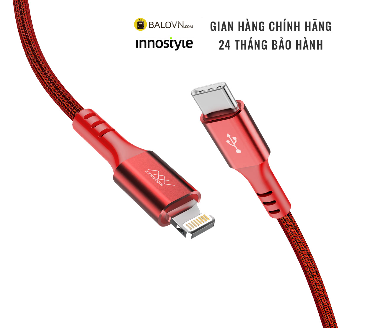 Cáp USB-C to L 20W/60W 1.5M Innostyle Duraflex D-ICL150 - Hàng chính hãng