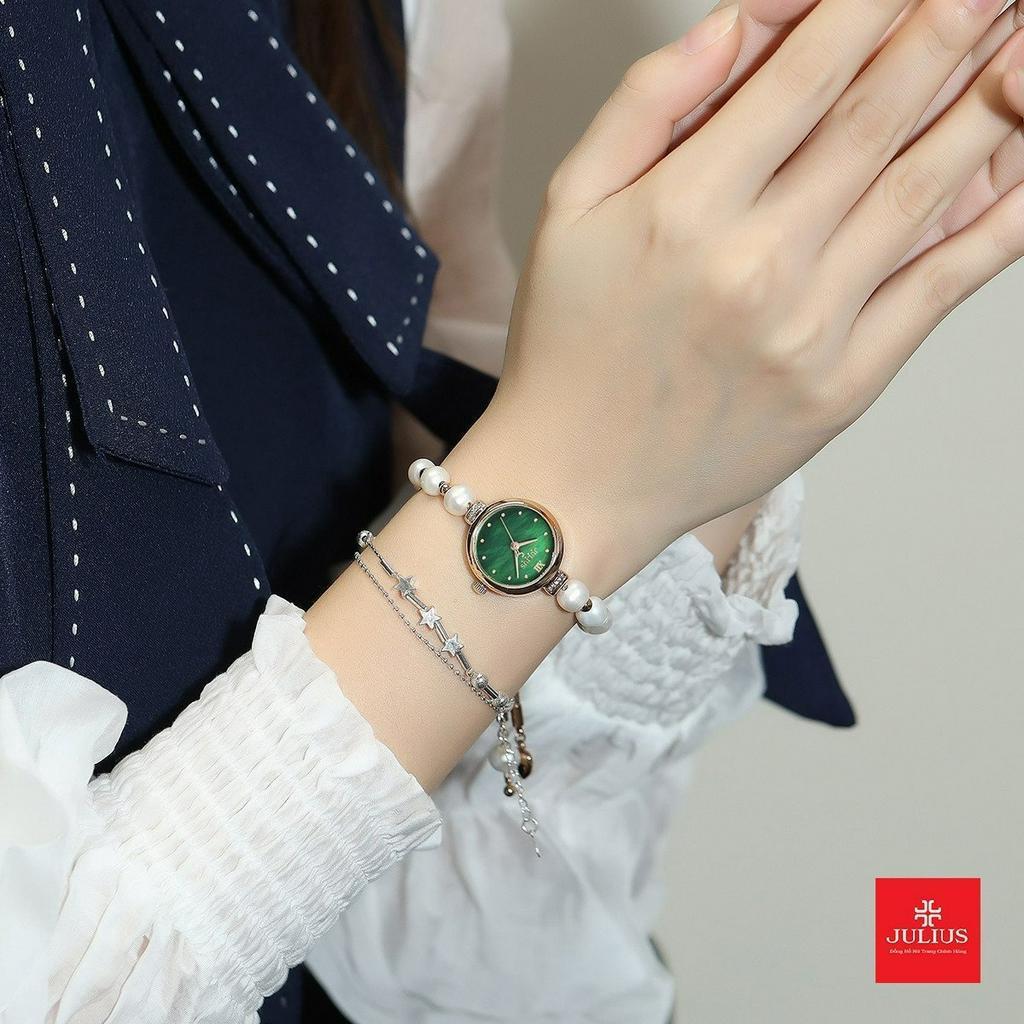 Đồng Hồ Nữ Chính Hãng Julius Cao Cấp Dây Ngọc Trai Chống Nước Kính Khoáng Đường Kính 22mm JA-1346D