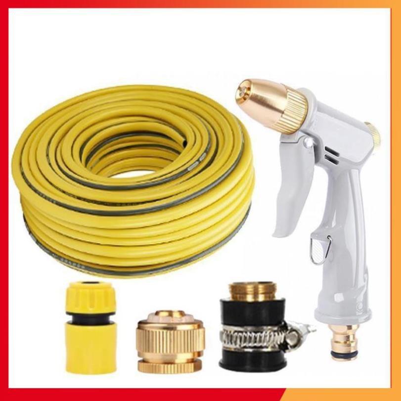 Bộ dây vòi xịt nước tưới cây rửa xe,tăng áp 3 lần, loại 15m (cút nhựa nối đồng nhựa) 206846