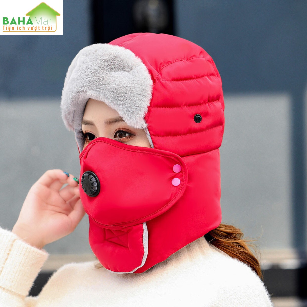 BỘ MŨ-KÍNH-KHẨU TRANG CHẮN GIÓ MÙA ĐÔNG ĐI NGOÀI TRỜI, LEO NÚI, DÃ NGOẠI, CÂU CÁ, "BAHAMAR" giữ ấm đi xe máy mùa Đông rất phù hợp
