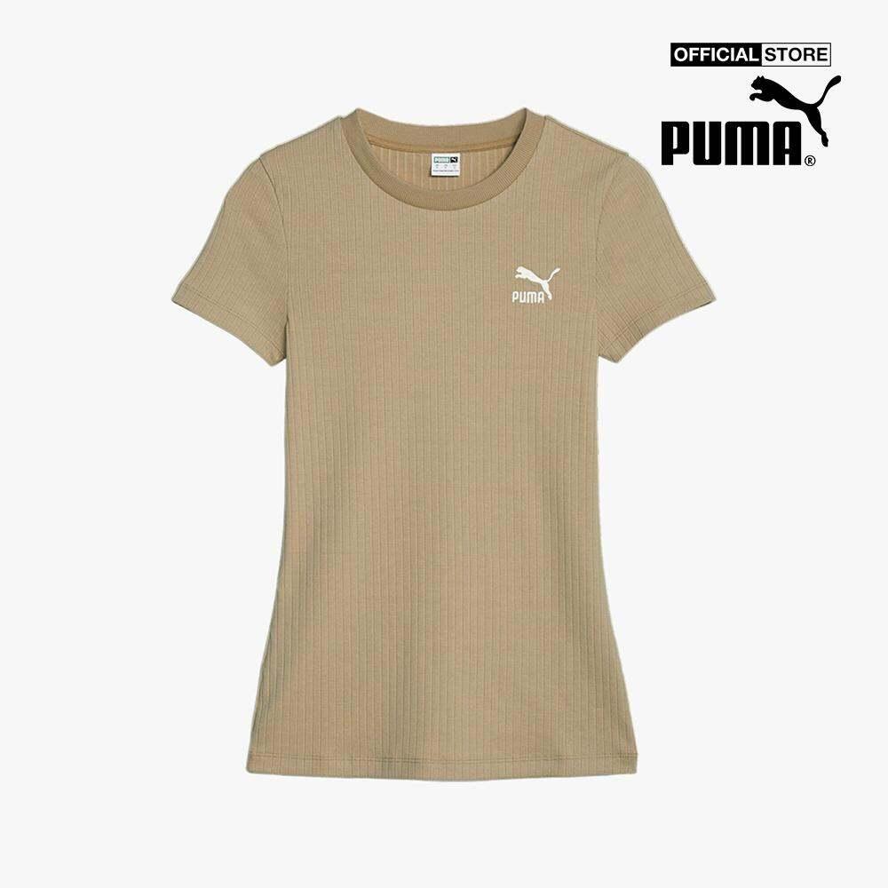 PUMA - Áo thun nữ cổ tròn tay ngắn Classics Ribbed Slim 621382