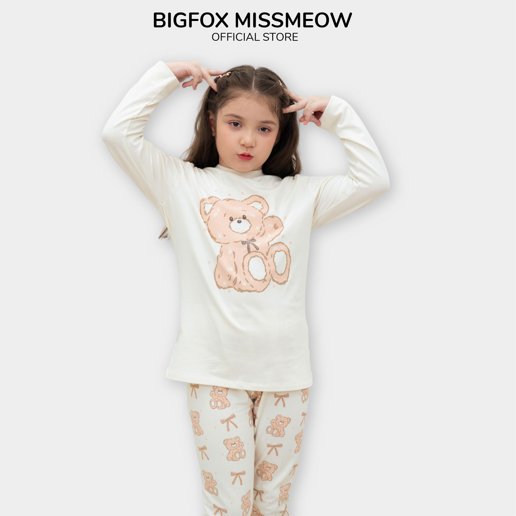 Bộ thu đông bé gái BIGFOX MISS MEOW size đại, quần áo dài tay vải thun cho trẻ em kiểu Hàn Quốc cỡ 3,7,11 tuổi 30kg 1995