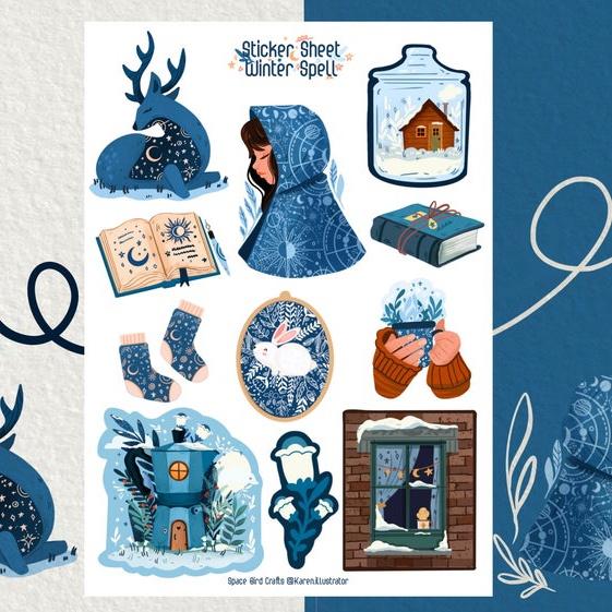 Hình ảnh Sticker sheet winter spell - chuyên dán, trang trí sổ nhật kí, sổ tay | Bullet journal sticker - unim051