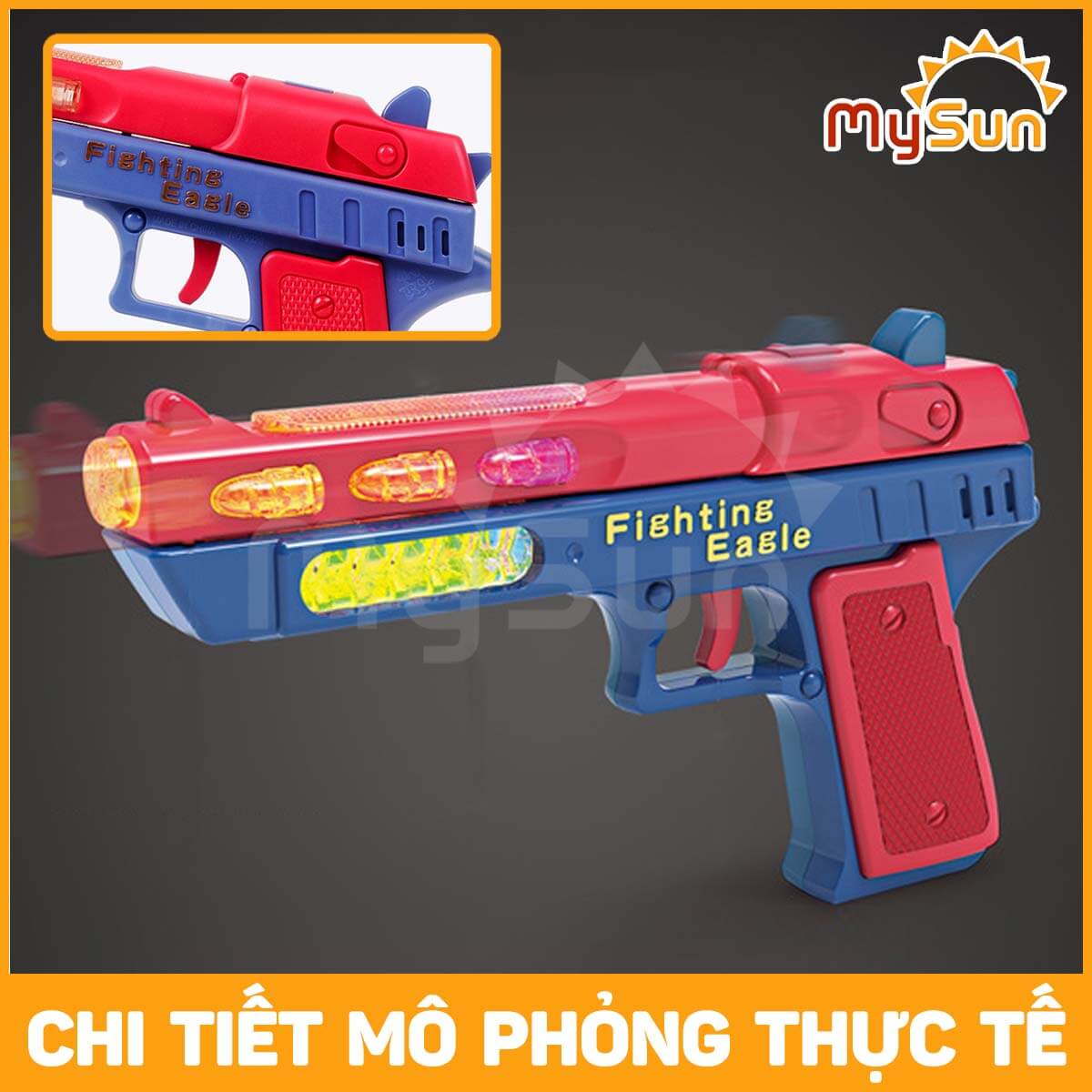 Súng đồ chơi trẻ em 3D bằng nhựa cho bé có nhạc âm thanh có đèn giải trí ngoài trời và trong nhà tặng PIN AA