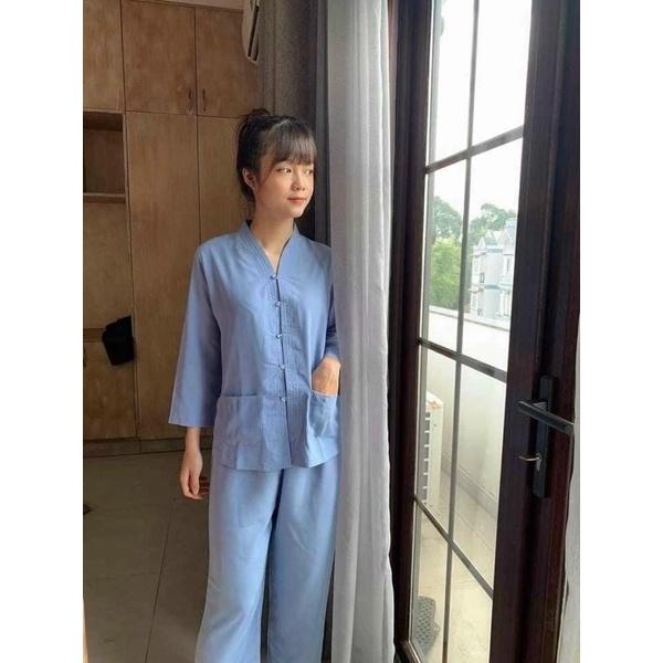 Đồ lam đi chùa mẫu bà lai vải siêu cho người lớn tuổi