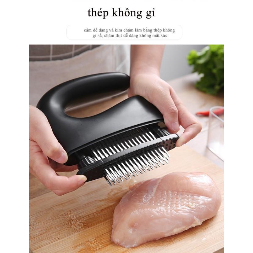 Máy châm thịt 48 que kim, chất liệu thép không gỉ, dễ châm thịt, có thể tháo rời, dễ lau chùi