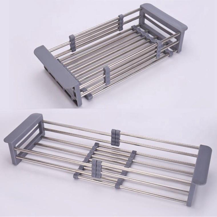 Khay Đựng Đồ Để Bồn Rửa Chén Inox, Gác Bồn Rửa Chén Tiện Lợi, Có Thể Kéo Dài
