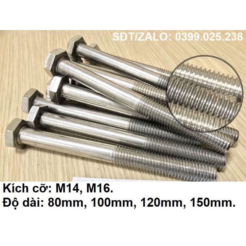 Combo 2 con Bulong M14 M16 lục giác ngoài INOX ĐỘ DÀI 80-150MM