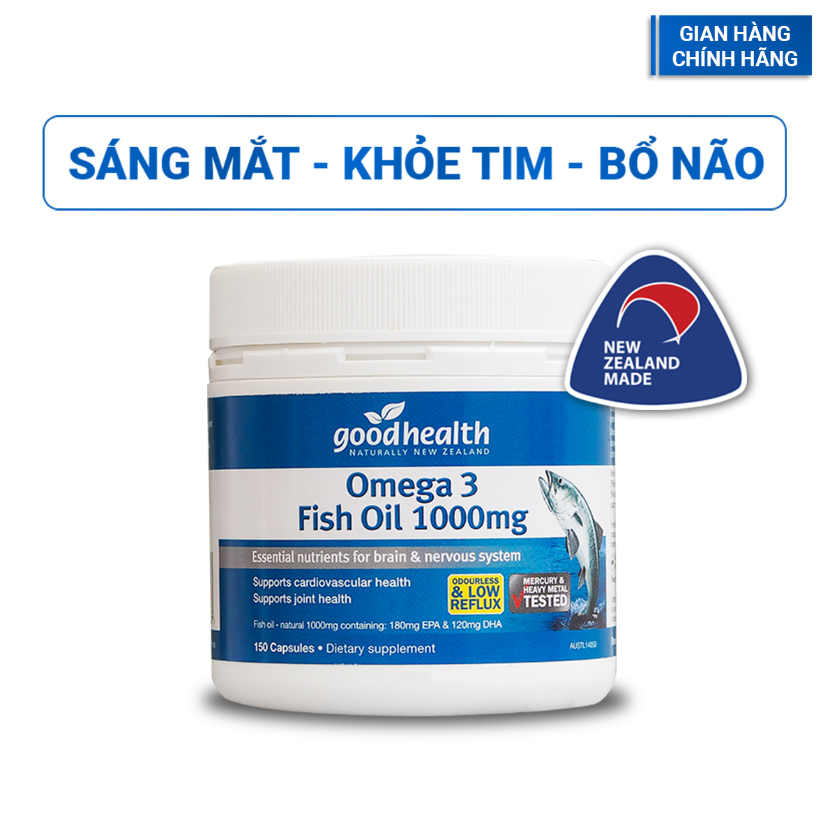 Thực phẩm chức năng Goodhealth Omega 3 Fish Oil 1000mg (150 Viên) - Nhập khẩu New Zealand