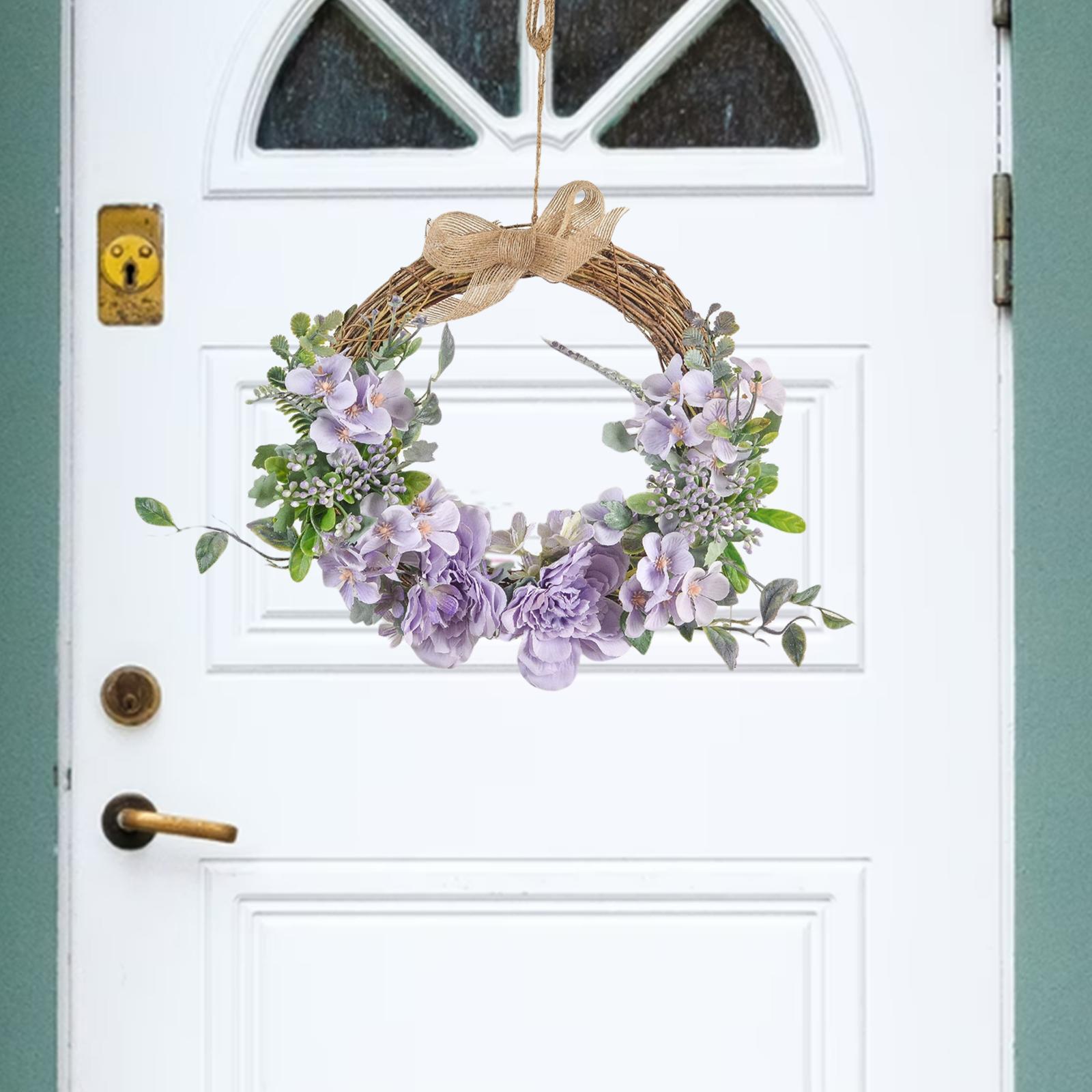 Flower Wreath Rattan Hoop Door Wall Hanging Garden Party Decor Ornament