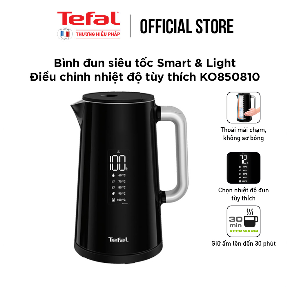 Bình đun siêu tốc thông minh 1.7L Tefal Smart & Light KO850810 - 1800W - Hàng chính hãng