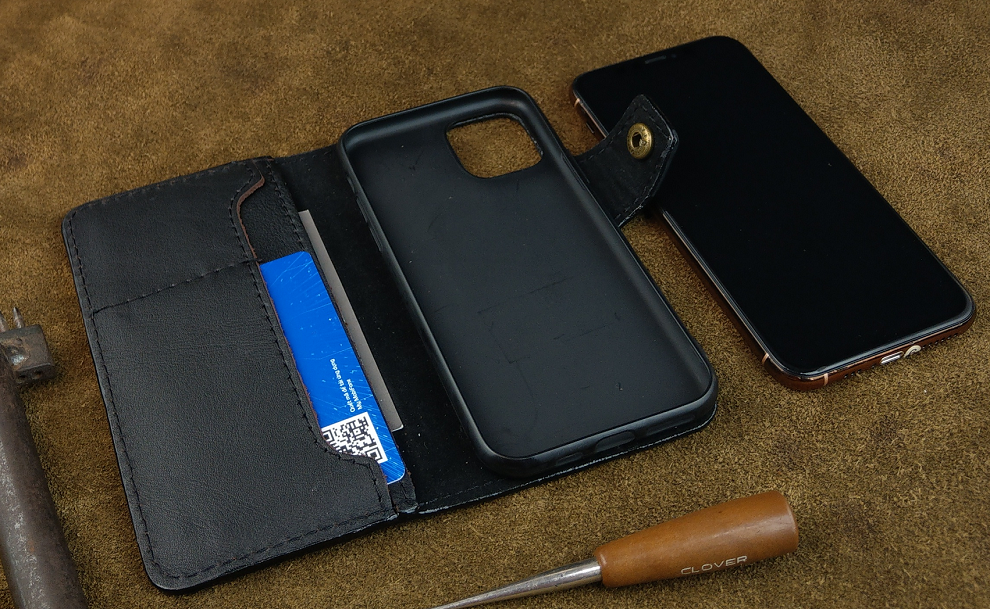 Bao da đựng cho điện thoại 11 pro dạng ví da bò thật