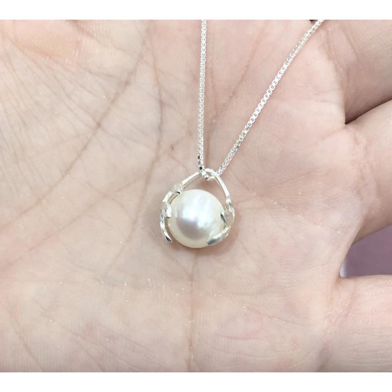 Dây Chuyền Bạc 925 Hình Chiếc Lá Đính Hạt 10 Ly Cá Tính - Trường Thịnh Ngọc Trai