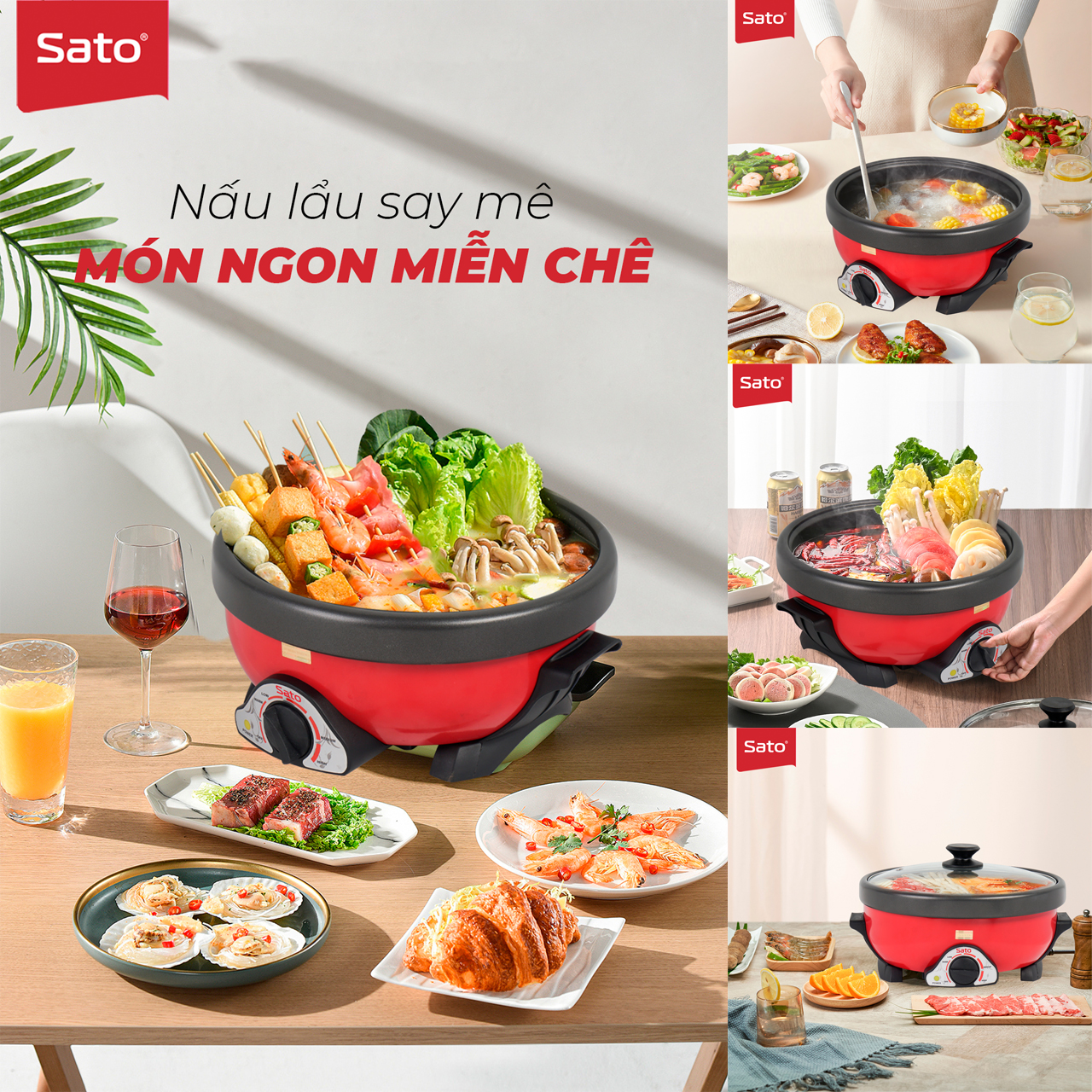 Nồi lẩu điện đa năng SATO 50NL41 5.0L - Hàng chính hãng