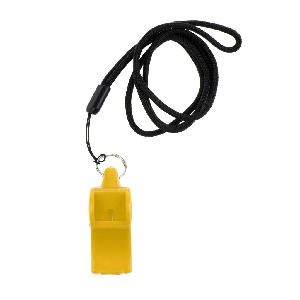 2 Pieces/ Set Durable Plastic Emergency Survival Whistle with Neck Strap for Marine Boat Kayaking Safety Outdoor Sports Camping Hiking