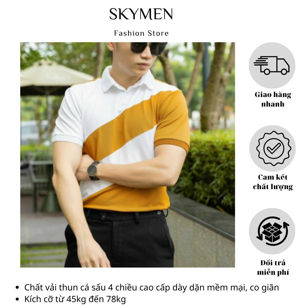 Áo thun polo nam cổ bẻ tay ngắn Vải Thun Cotton cá sấu Cao Cấp co giãn 4 chiều mặc mát, co giãn Skymen fashion