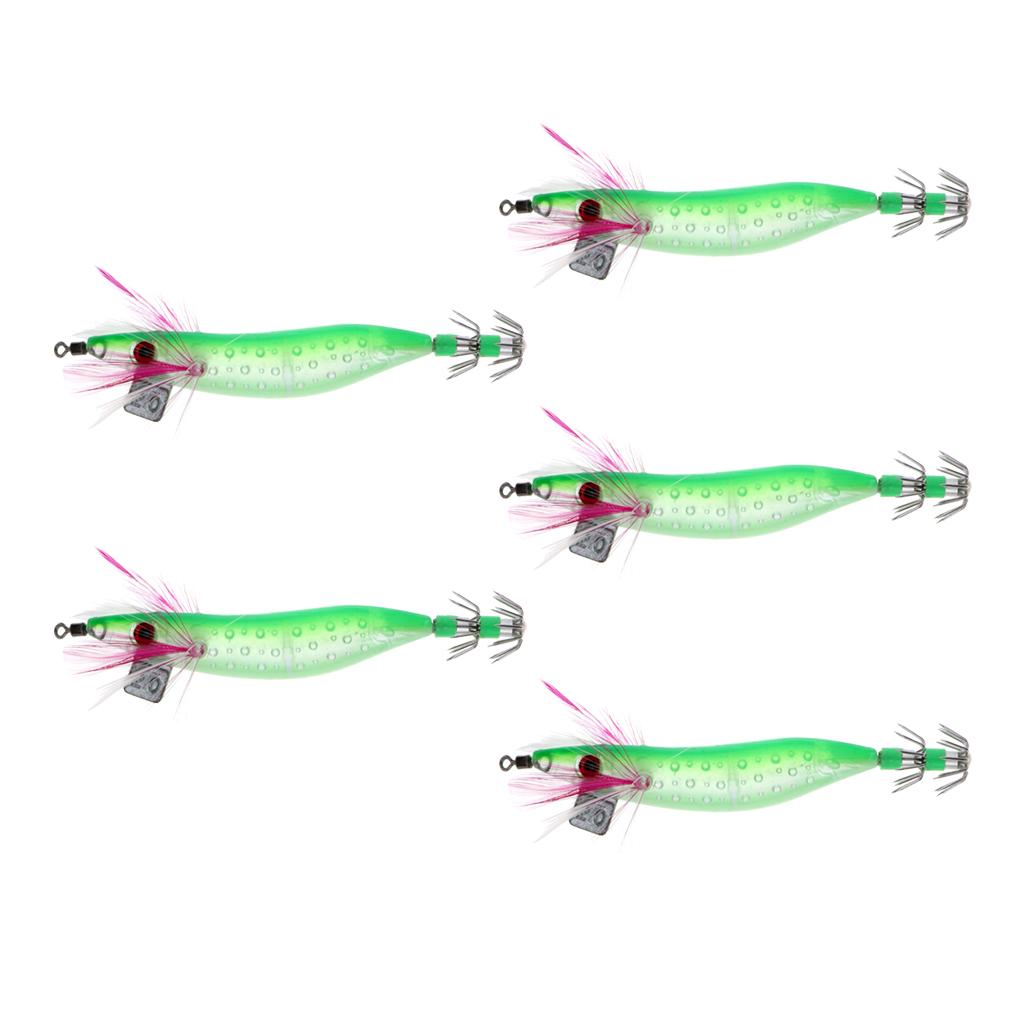 5pcs Luminous Squid Jigs Saltwater Fishing Lures Octopus Squid Hooks
