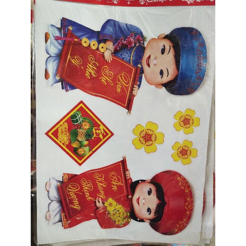 Tranh sticker 3D bóc dán kính ngày tết