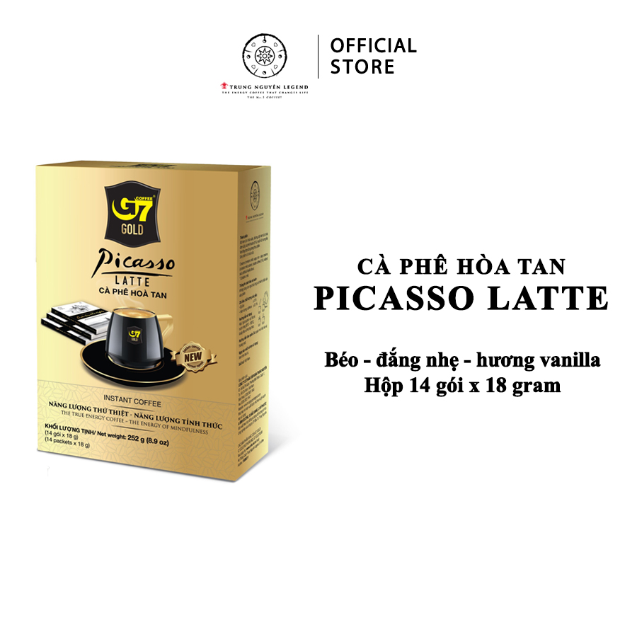 Trung Nguyên Legend - Cà phê sữa hòa tan G7 Gold Picasso Latte - Hộp 14 gói x 18gr