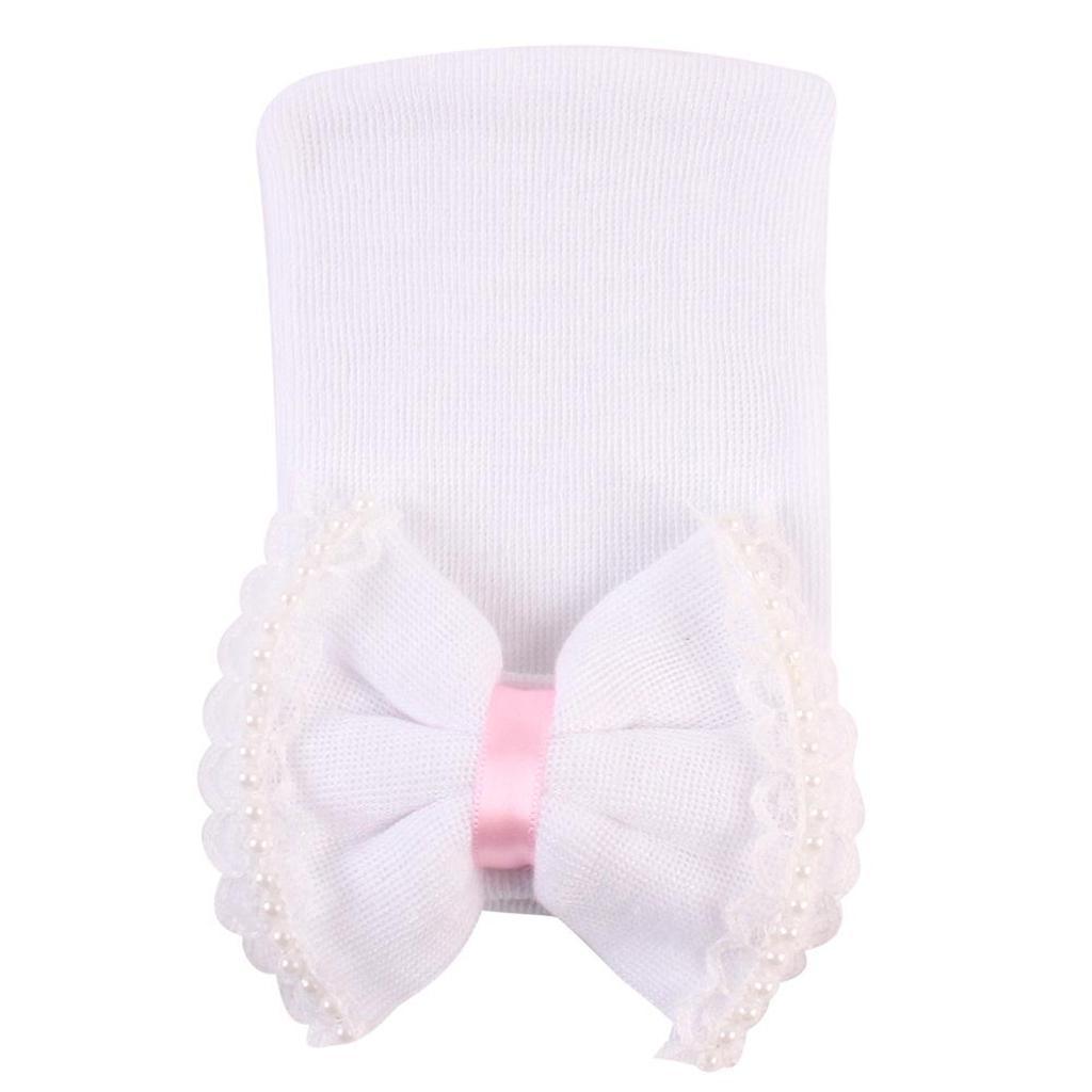 New Unisex Baby Infant Striped Soft Hat Cap For Newborn Beanie Big Bow