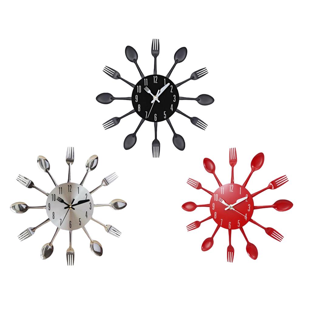 Kitchen Wall Clock Spoon Fork Wall Wall Sticker Room Home Decoration