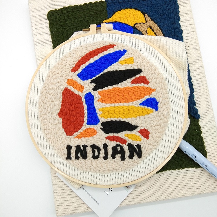 Set Thêu Nổi Thêu Len Xù Lạc Đà Alpaca Dùng Len Sợi Đan Móc Cho Người Mới Bắt Đầu | Punch Needle Embroidery Kit Using Yarn For Beginners