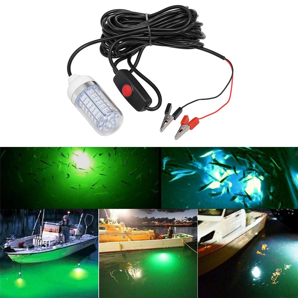 2xIP68 Waterproof 12V Led Green Underwater Fishing Light Attract Prawns Squid Lamp