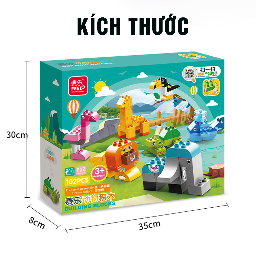 Đồ chơi giáo dục xếp hình thế giới thú cưng 102 chi tiết, kích thích sáng tạo, phát triển trí tuệ, tư duy Dan House-DH33, Hàng chính hãng