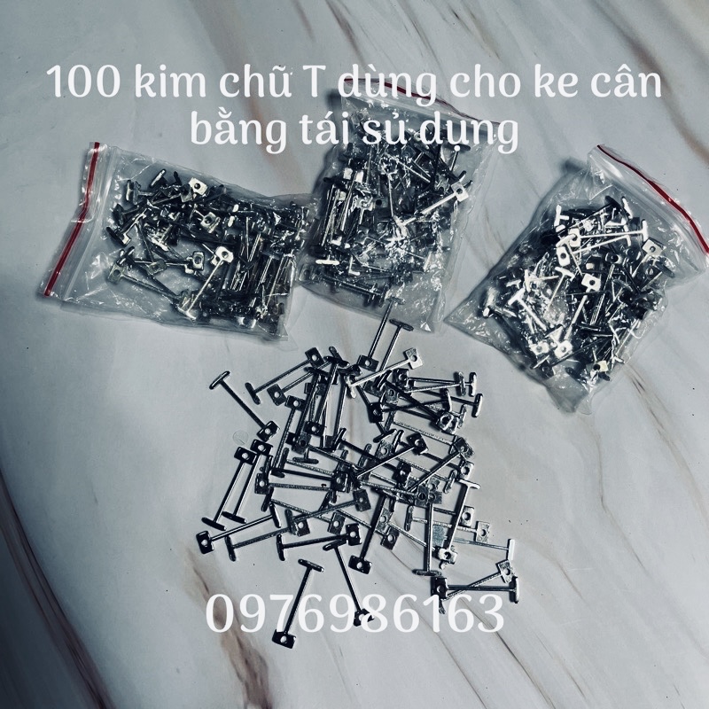 100 Đinh chữ T INOX thay thế cho ke vít xoáy cân bằng ốp lát gạch tái sử dụng - Kim 1 ly, 1.5 ly