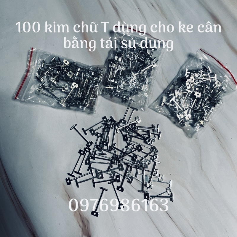 ￼100 Đinh chữ T INOX thay thế cho ke vít xoáy cân bằng ốp lát gạch tái sử dụng - Kim 1 ly, 1.5 ly