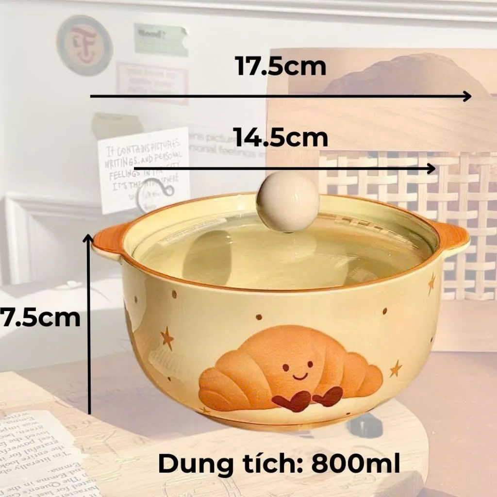 Tô Sứ Có Nắp 800ml Nhiều Họa Tiết Dễ Thương | Bát Sứ Cao Cấp Đựng Mì, Canh, Cháo | Dùng Lò Vi Sóng - HÀNG CHÍNH HÃNG MINIIN